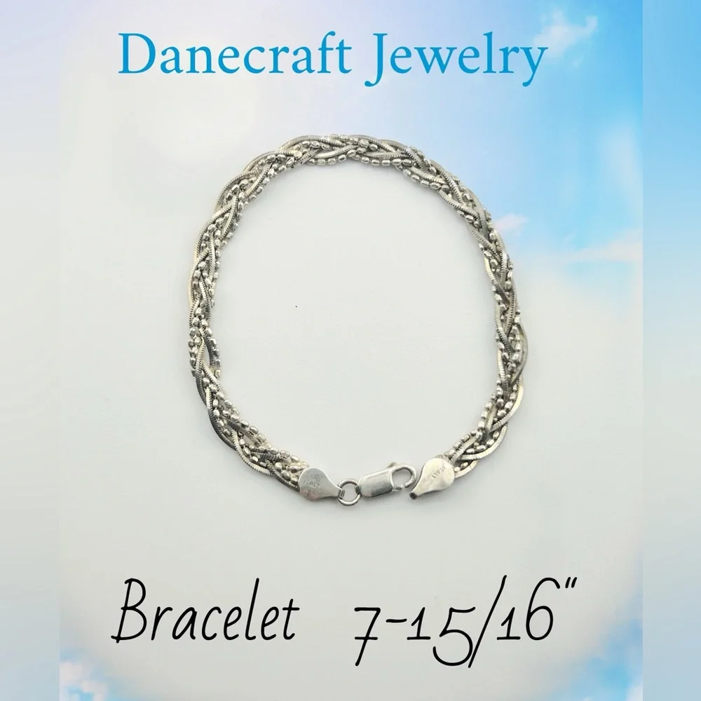 Danecraft Textured & Braided Silver Bracelet